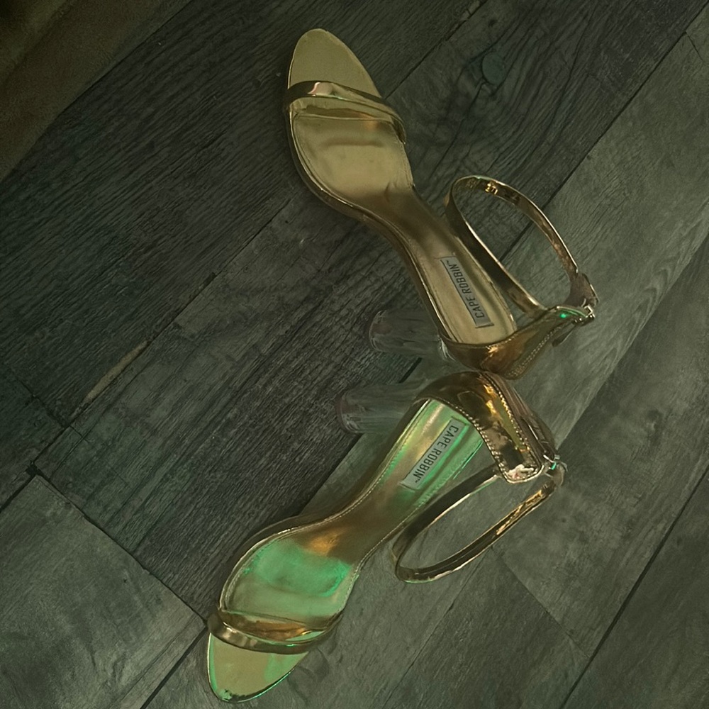 Gold Heels Clear Bottom